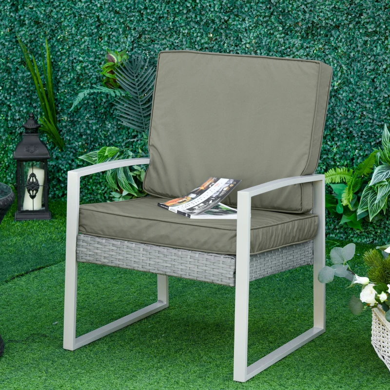 Outsunny 2-delige stoelkussenset, 56 x 52 cm, met rits, stofhoes, 7 cm dikke zitkussens, wasbaar, donkergrijs