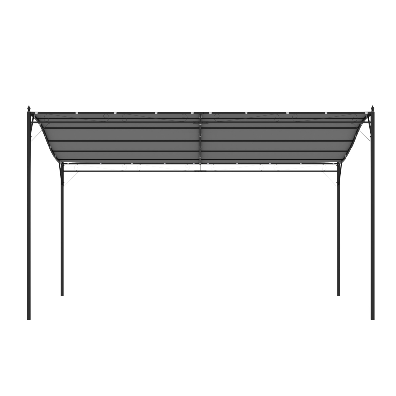 Outsunny 4 x 3 Meters Canopy Metal Wall Gazebo Awning Garden Marquee Shelter Door Porch - Grey