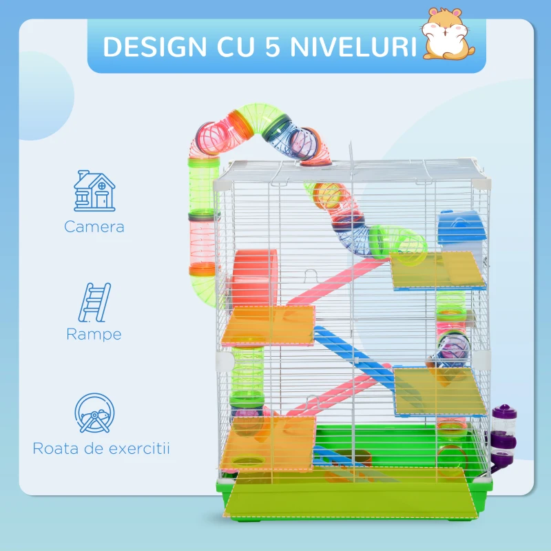 PawHut cusca cu 5 niveluri pentru rozatoare, 46x30x58 cm