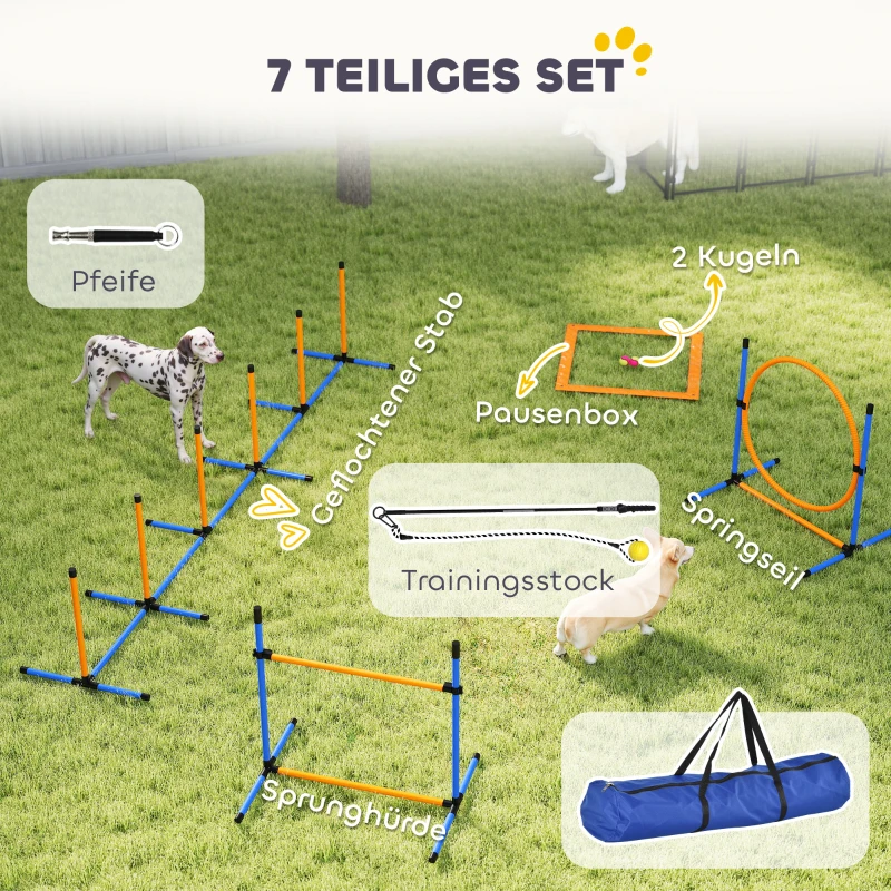 PawHut Agility Set voor Honden 9-delig - Complete Behendigheidstraining Kit voor Spel en Training