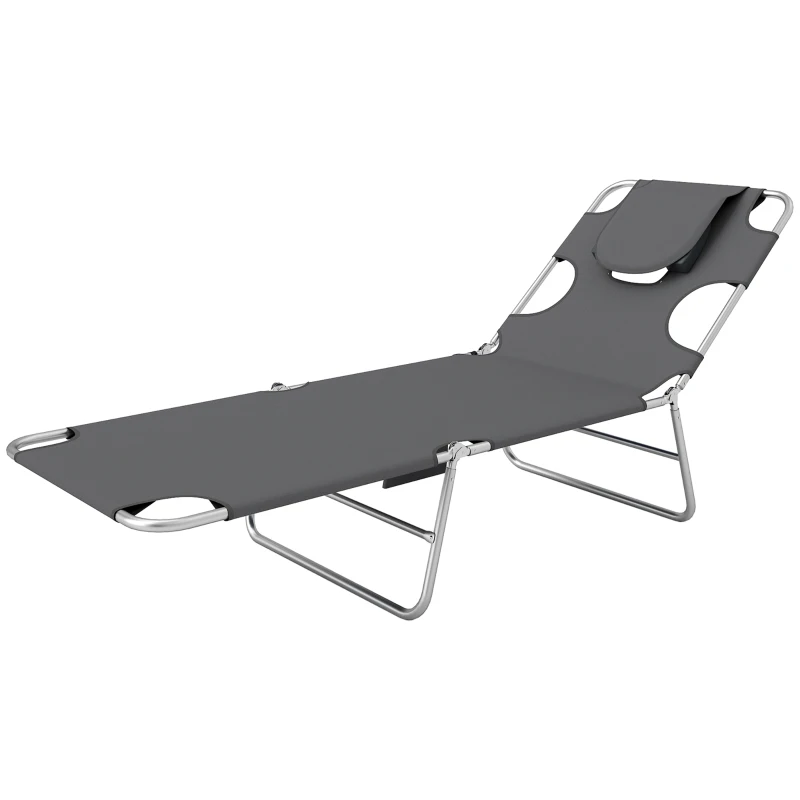Outsunny Reclining Face Hole Sun Lounger - Dark Grey