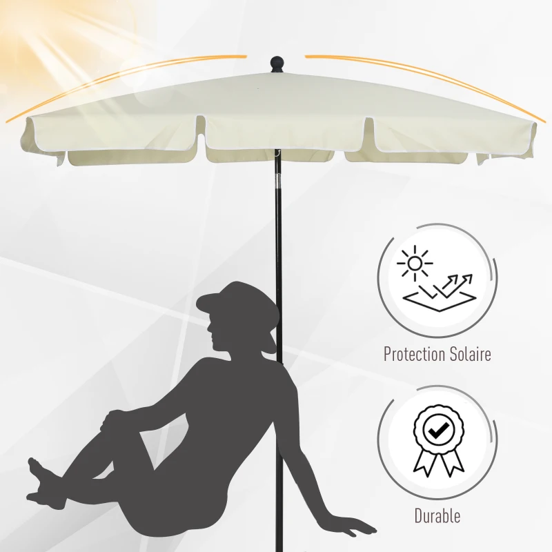 Outsunny Parasol de jardin Parasol droit rectangulaire inclinable alu métal polyester haute densité 2 x 1,3 m beige clair