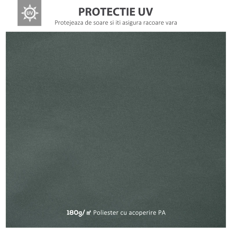 Outsunny Acoperis de Schimb 3x3m, Prelata de Schimb pentru Foisor de Gradina din Poliester cu 8 Orificii de Ventilatie, Gri