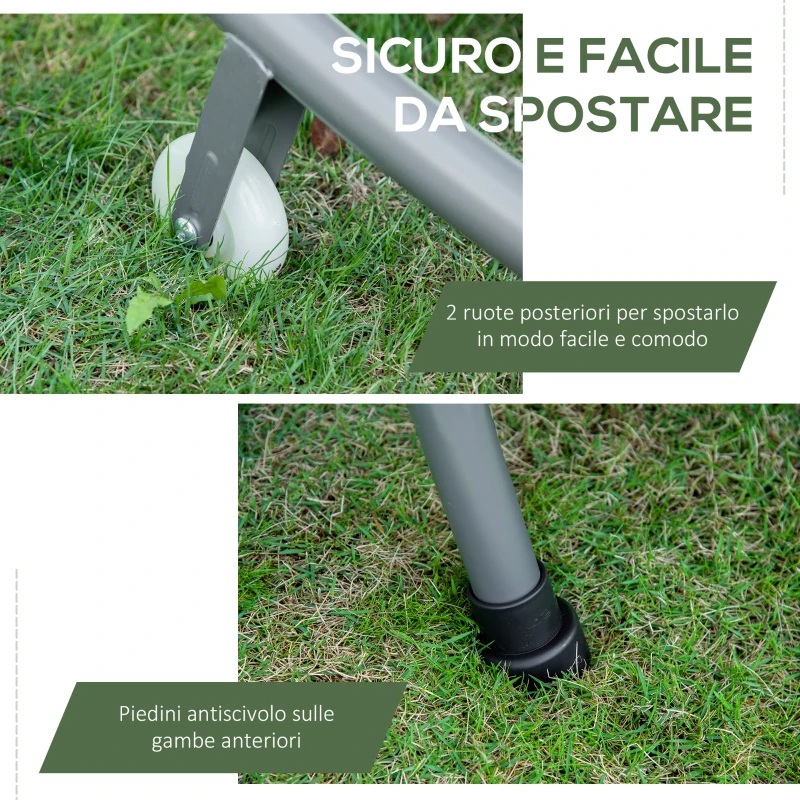 Outsunny Lettino Matrimoniale 2 Posti Parasole Regolabile da Esterno e Giardino 200x175x134cm Grigio