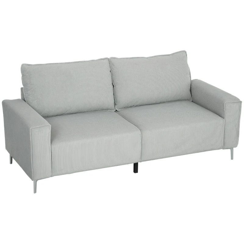 HOMCOM Three-Seater Corduroy - Light Grey