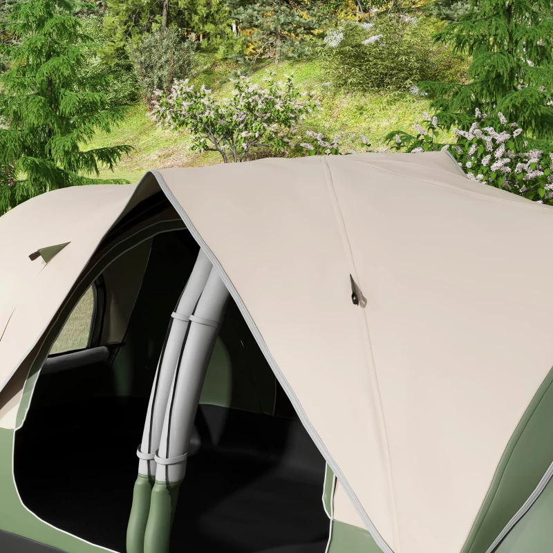 Outsunny Campingzelt, 2 Räume, Trennwand, für 6-8 Personen, Regenschutz, Dunkelgrün(m-9)