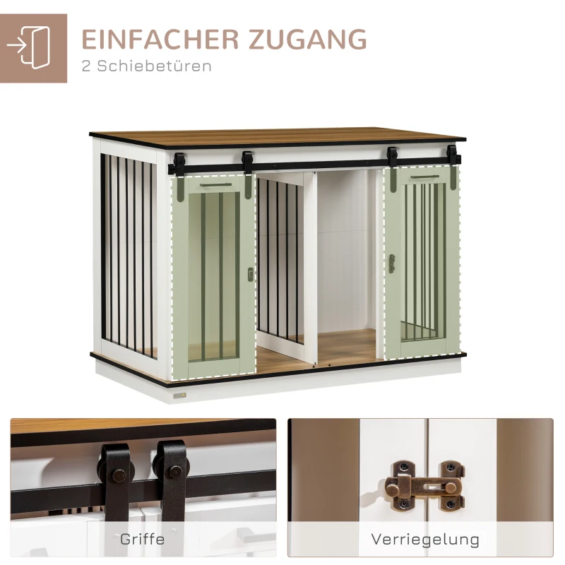 PawHut Klatka dla psa z 2 drzwiami, transporter dla psów, box transportowy dla psów, rustykalny design, zamykana, Biały