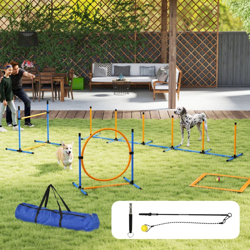PawHut Agility Set voor Honden 9-delig - Complete Behendigheidstraining Kit voor Spel en Training