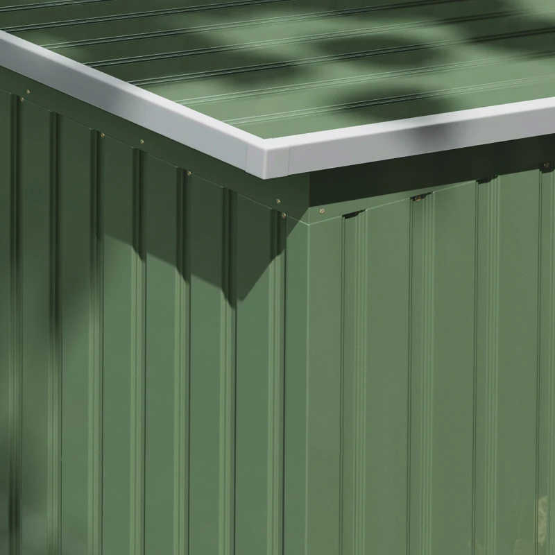Outsunny 9ft x 4ft Corrugated Garden Metal Storage Shed Outdoor Equipment Tool Box with Kit Ventilation & Doors Light Green(m-8)