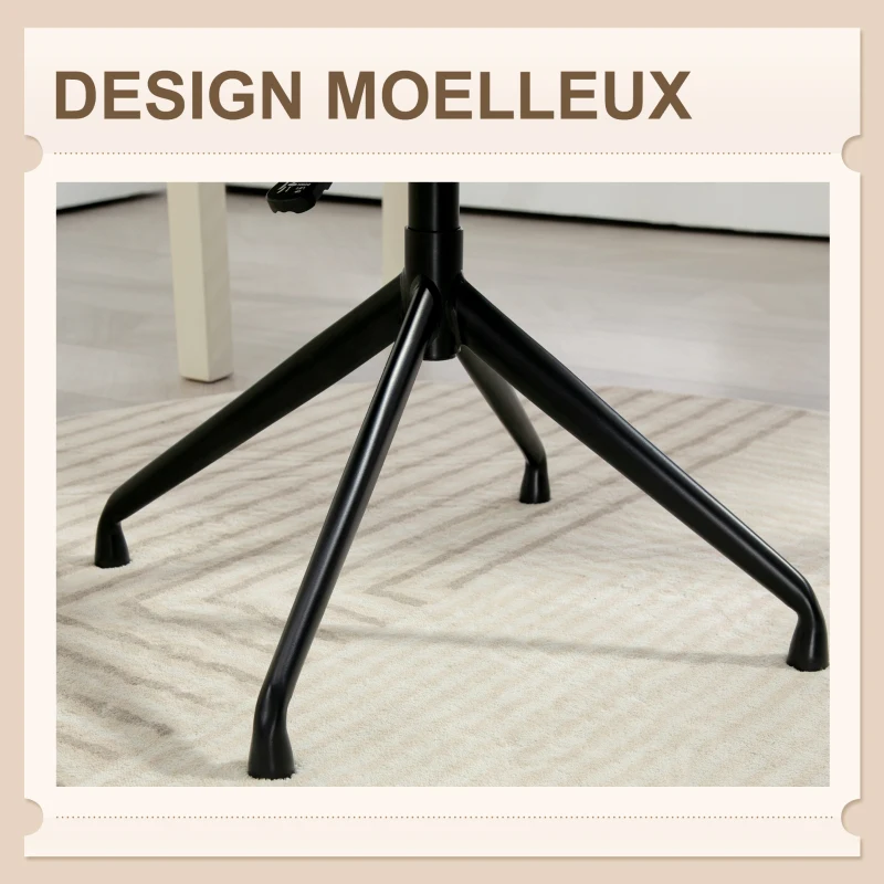 HOMCOM Chaise de bureau ergonomique siège pivotant hauteur réglable capacité 120 kg revêtement tissu bouclette blanc