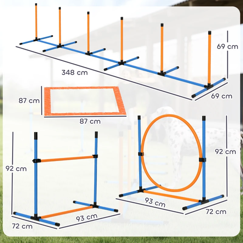 PawHut Agility Set voor Honden 9-delig - Complete Behendigheidstraining Kit voor Spel en Training