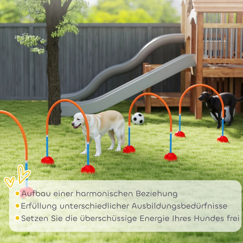 PawHut 4-teiliges Hunde-Agility-Trainingsgerät mit 4 Türen in verstellbarer Breite, Tragetasche, für Garten, Blau