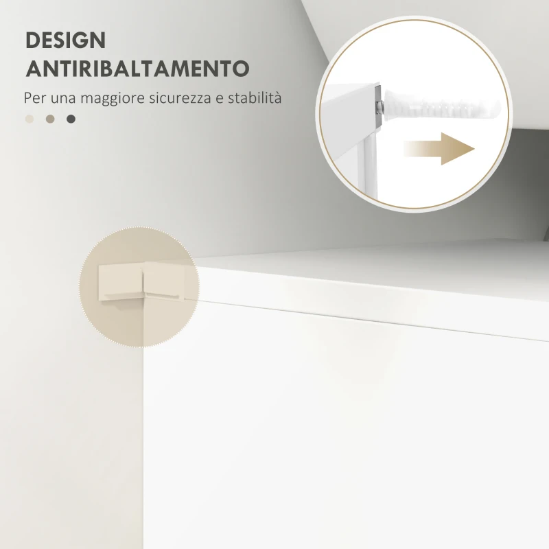 kleankin Mobile Sottolavabo per Bagno a 2 Ante, Armadietto Salvaspazio per Lavandino in Legno con Mensola Regolabile, Bianco Lucido