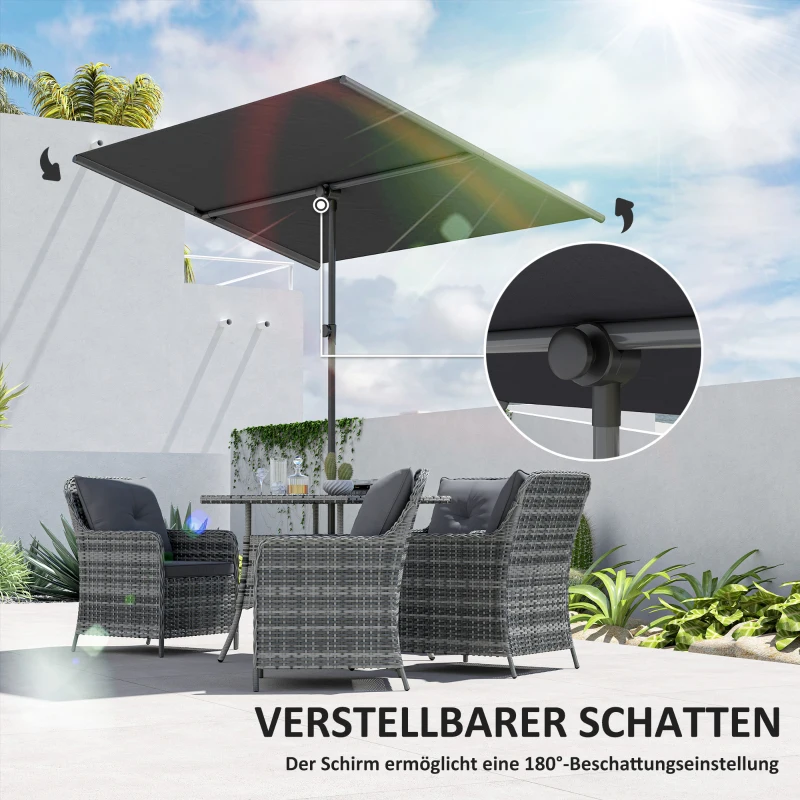 Outsunny  Parasol 180 Graden Draaibaar en Hoogteverstelbaar met Aluminium Mast 150x205cm Donkergrijs