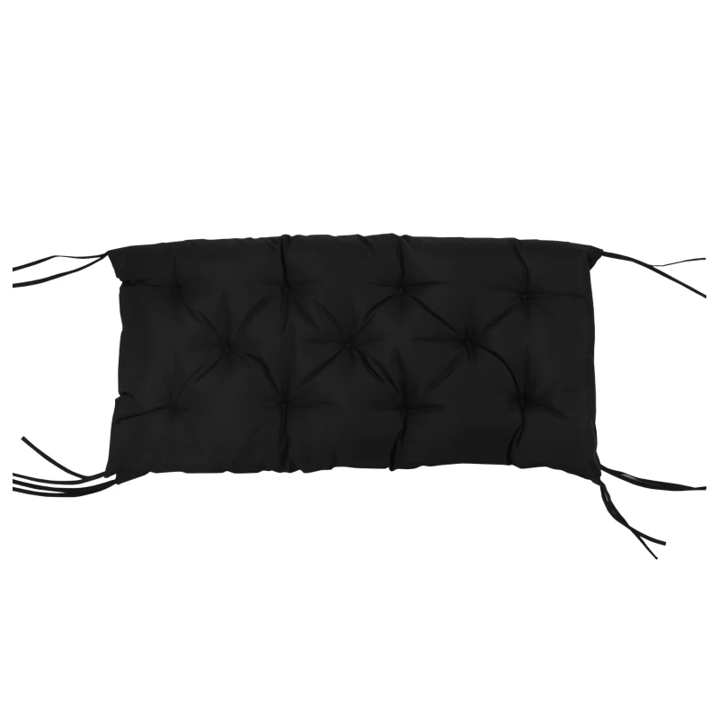 Outsunny Cojín para Banco con Respaldo 100x98x8 cm de 2 Plazas con Cordones de Fijación para Jardín Terraza Balcón Exterior Negro