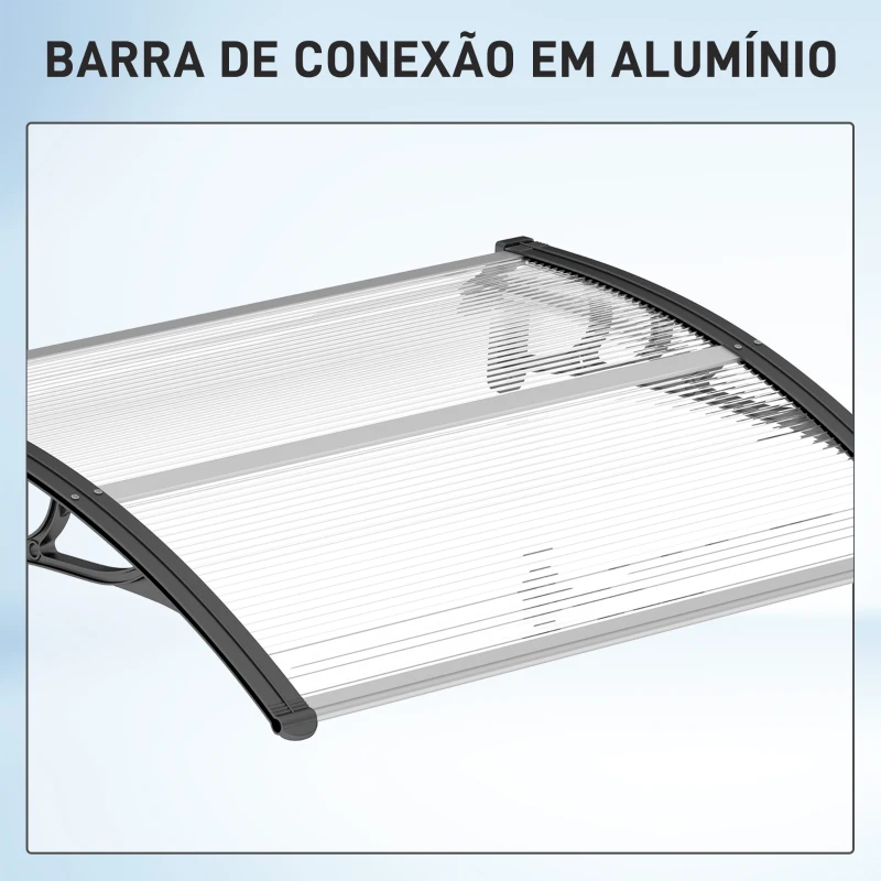Outsunny Marquise de Proteção 75x100 cm para Portas e Janelas contra Sol e Chuva com Suporte de Liga de Alumínio Transparente e Preto