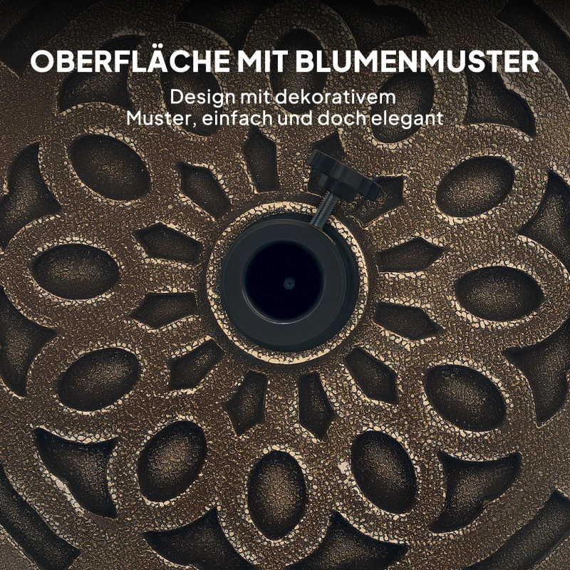 Outsunny Sonnenschirmständer aus Beton, Schirmständer mit Rolle, Rund Schirmhalter Ständer für Sonnenschirm 34/38/48mm