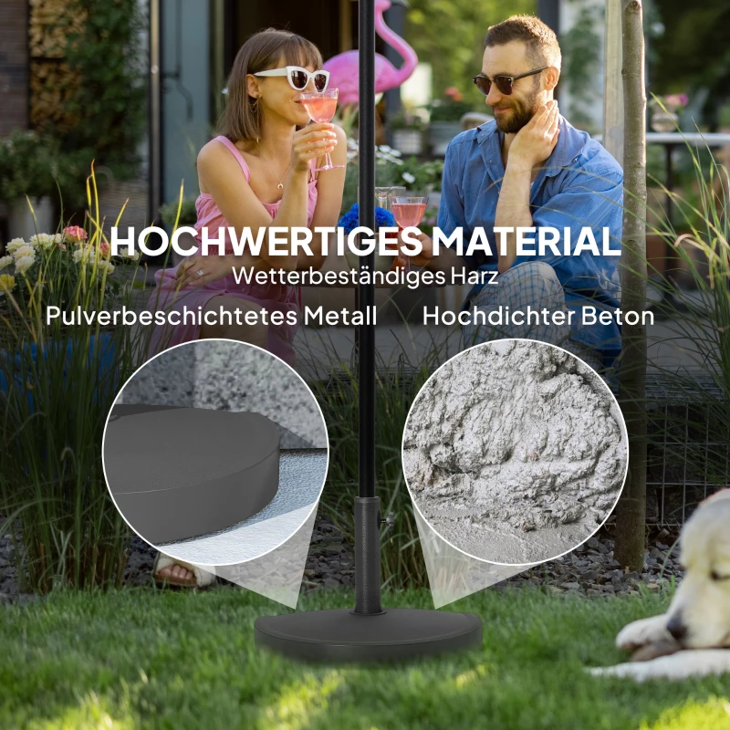Outsunny Sonnenschirmständer aus Beton Schirmständer Halbrund Schirmhalter, Schirmgewicht für Sonnenschirm 34/38/48mm
