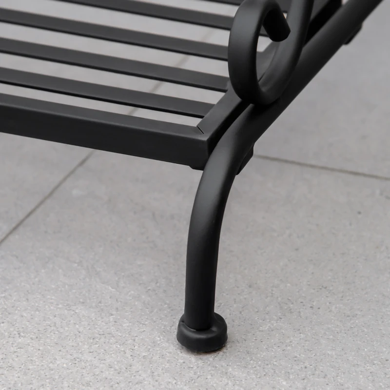 Outsunny Blumentreppe aus Metall 3 Stufen Pflanzenständer Pflanzentreppe Leiterregal Blumenständer innen draußen Schwarz 60,5 x 59,5 x 95,5 cm