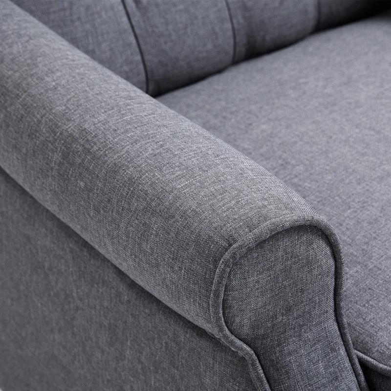 HOMCOM Recliner Armchair, Vintage Reclining Chair with Nail Head Trim, Wingback Chair with Button Tufted Back and Footrest, for Living Room, Grey