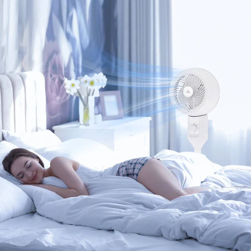 HOMCOM 9" Pedestal Fan, 70° Oscillation 90° Vertical Tilt Oscillating Air Circulator with 3 Speeds, Standing Fan for Home Office, Bedroom, White