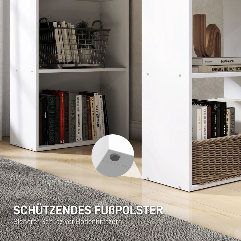 HOMCOM Schreibtisch Bürotisch Computertisch, 2 Regale, 5 Regalböden, 120 cm x 55 cm x 120 cm, Weiß(m-6)