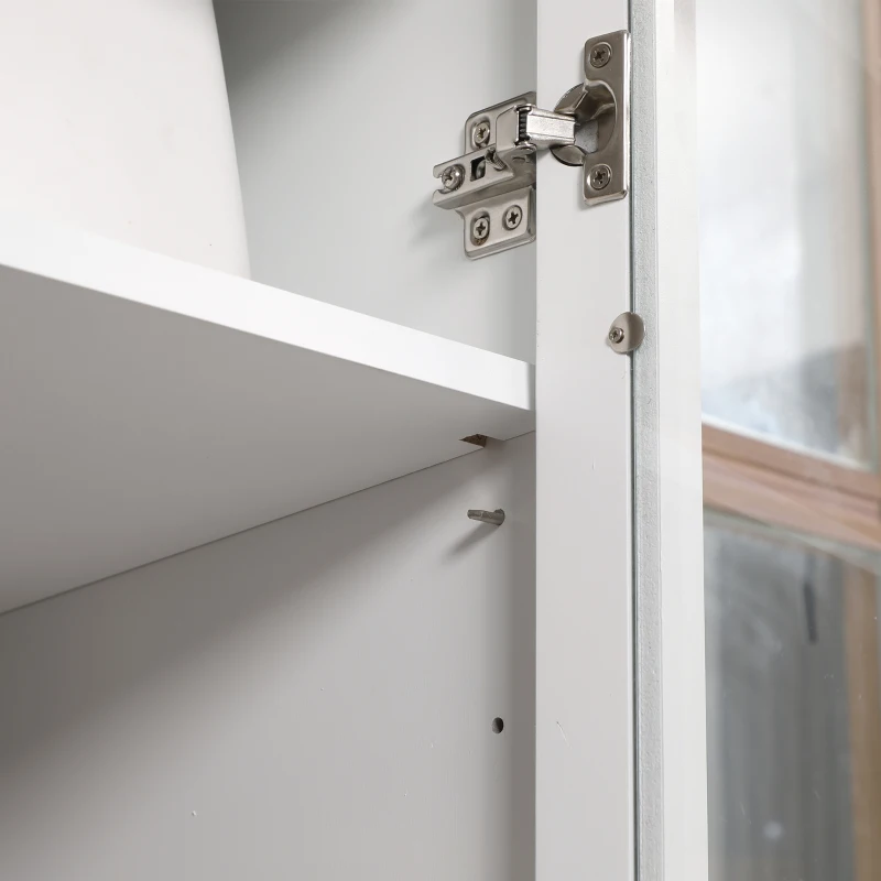 HOMCOM Küchenschrank, 4 Regale, 2 Glastüren, 80 cm x 39,5 cm x 160 cm Weiß