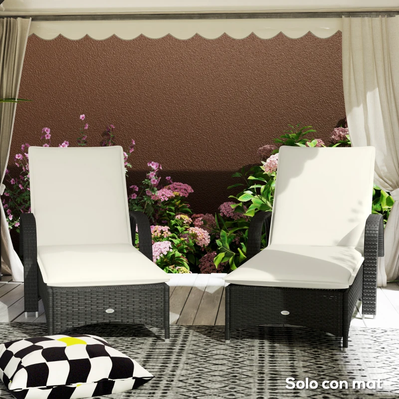 Outsunny 2 Cojines para Tumbonas de Jardín con Protección UV Resistentes a Salpicaduras 193x58x6 cm Crema