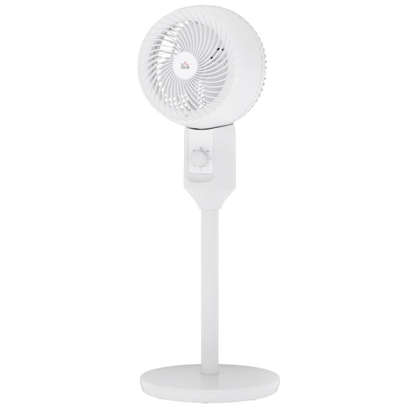 HOMCOM 9" Pedestal Fan, 70° Oscillation 90° Vertical Tilt Oscillating Air Circulator with 3 Speeds, Standing Fan for Home Office, Bedroom, White