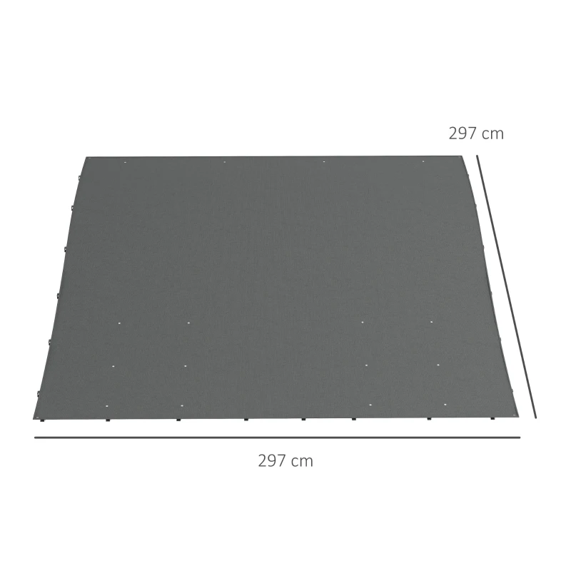 Outsunny Telo di Ricambio per Pergola da Giardino 3x3 m con 16 Fori di Drenaggio, 297x297 cm, Grigio