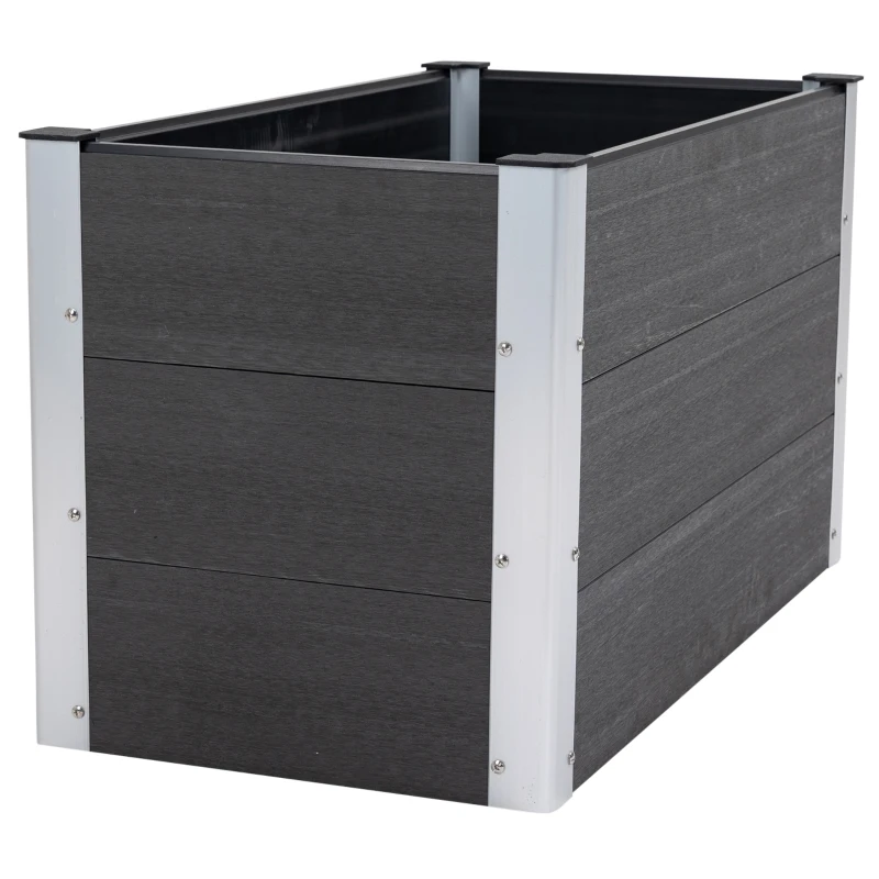 Outsunny Hochbeet Aluminium, Pflanzbeet Frühbeet Gartenbeet Blumenkasten wetterfest, ohne Boden, Pflanzkasten 100x50x55,5cm für Terrasse, Balkon, Blumenkasten für Blumen, Pflanzen, Grau
