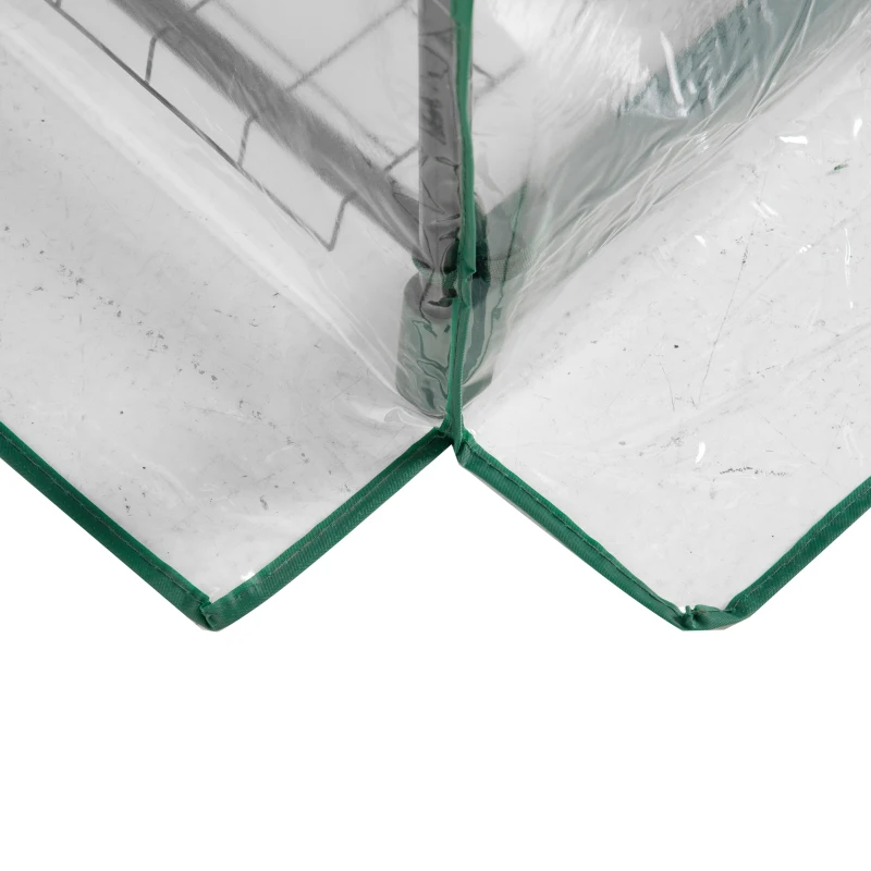 Outsunny Foliengewächshaus Mini-Gewächshaus mit 5 Regale für Blumen oder Gemüse Aufzucht Treibhaus Transparent+Grün Stahl Kunststoff 69 x 49 x 193 cm