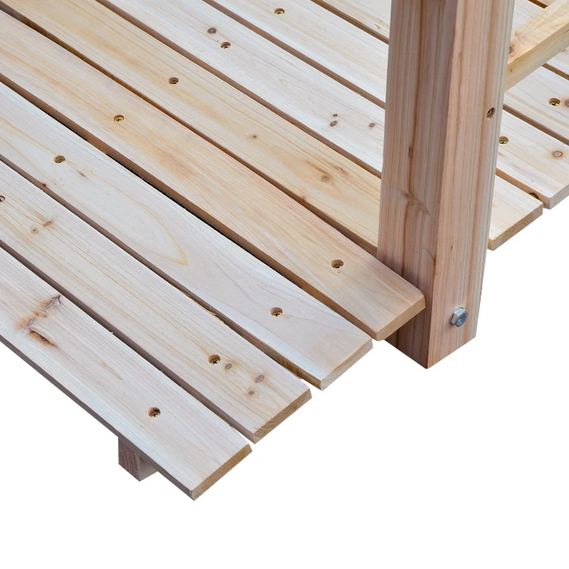 Outsunny Gartenbrücke Holzbrücke Holzsteg Teichbrücke Zierbrücke mit Geländer bis 180 kg Tannenholz Natur 152,5 x 67 x 48 cm