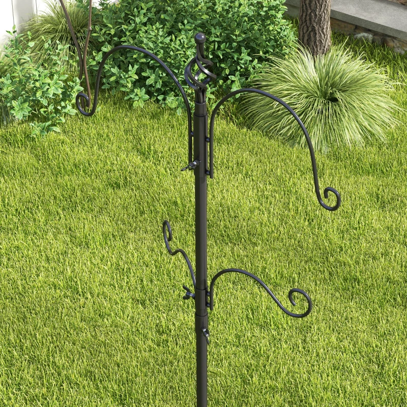 PawHut Vogelvoederstation, Buiten Voederautomaat, 4 Haken, Staal, Zwart