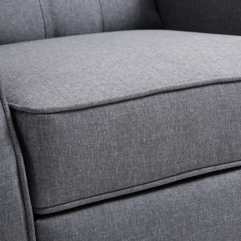 HOMCOM Recliner Armchair, Vintage Reclining Chair with Nail Head Trim, Wingback Chair with Button Tufted Back and Footrest, for Living Room, Grey