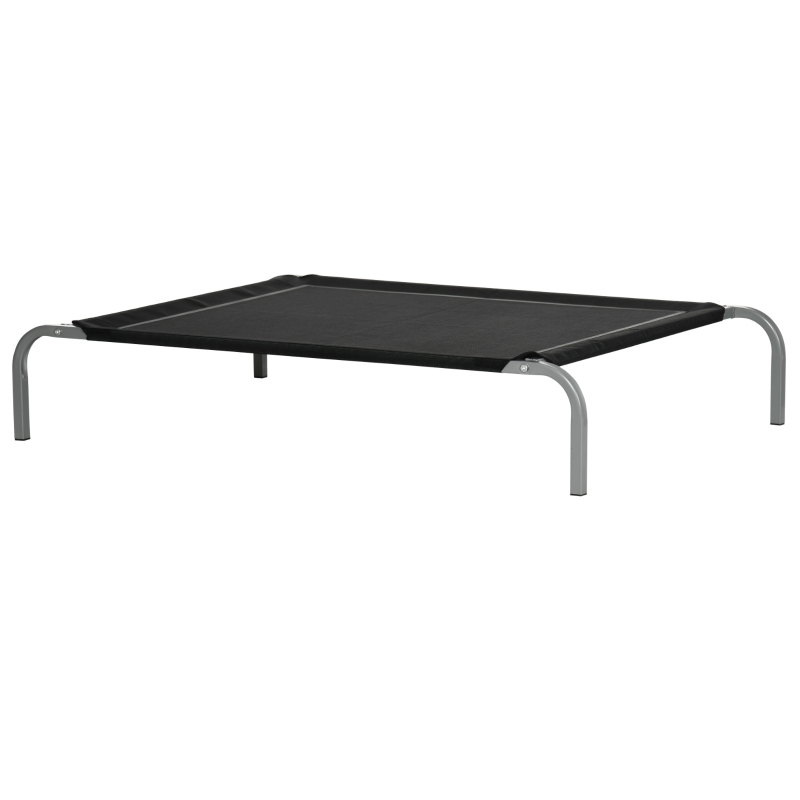 PawHut Cama Elevada para Perros 110x75x20 cm con Marco de Acero para Interior Exterior Negro
