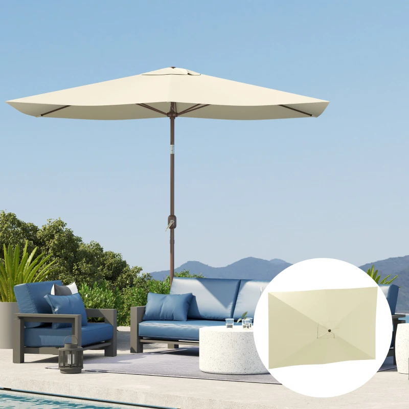 Outsunny Toldo de Recambio de Sombrilla de 3x2 m Toldo de Repuesto para Sombrilla con Ventilación Superior Anti-UV 50+ Beige