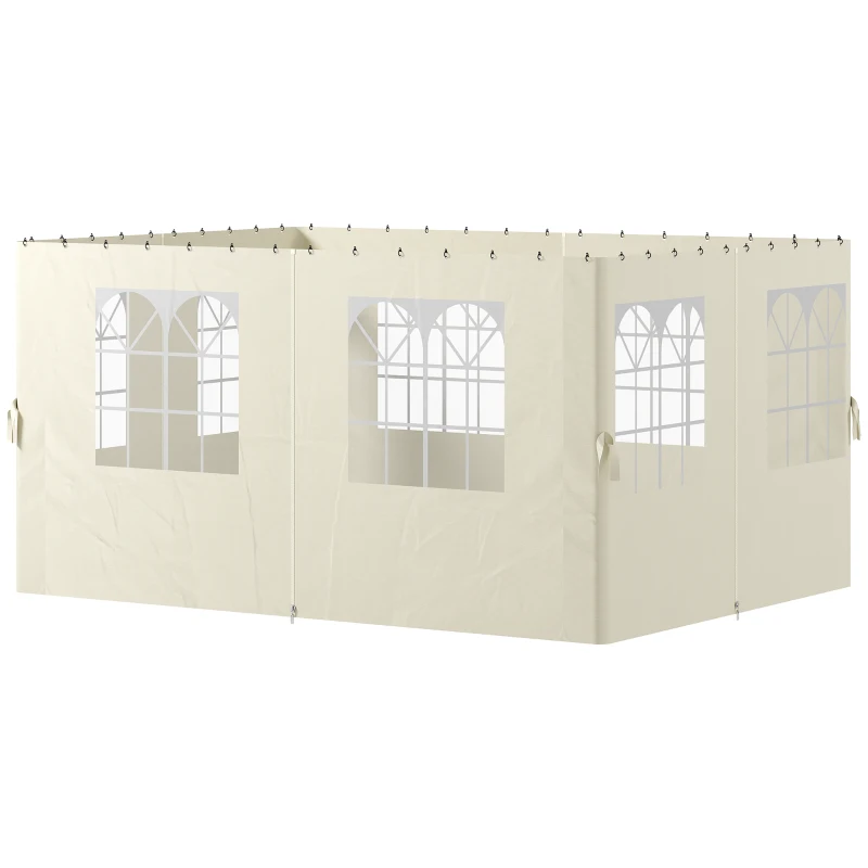 Outsunny Paredes Laterales de Sustitución para Pérgola 4x3 m con Protección UV Ventanas Transparentes y Cortinas Ajustables Crema
