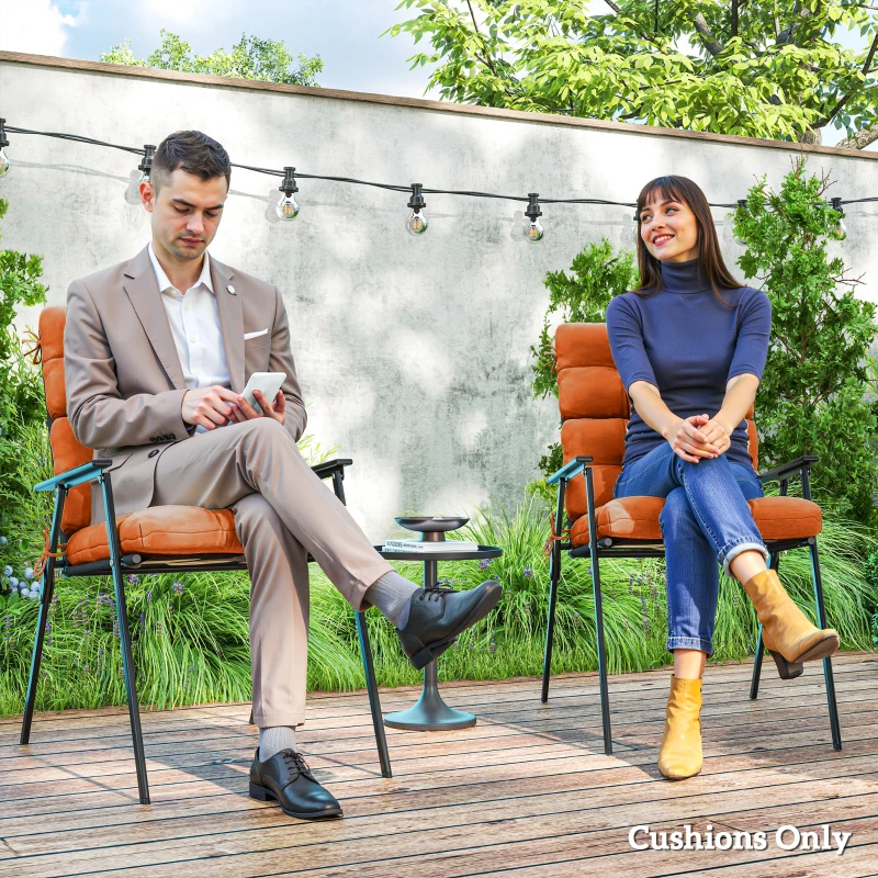 Outsunny Set of Two Padded Outdoor Seat Cushions - Orange