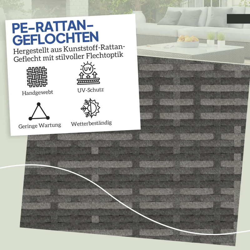 Outsunny 2er Set Rattan Hocker Sitzhocker mit Rattanoptik Stauraum Kissen Deckel 120 kg belastbar 40x40x41cm Dunkelgrau
