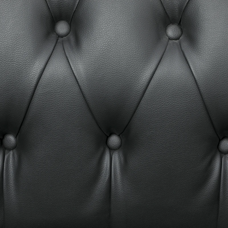 HOMCOM Poltrona da Salotto Stile Chesterfield in Finta Pelle PU con Gambe in Legno, Nero