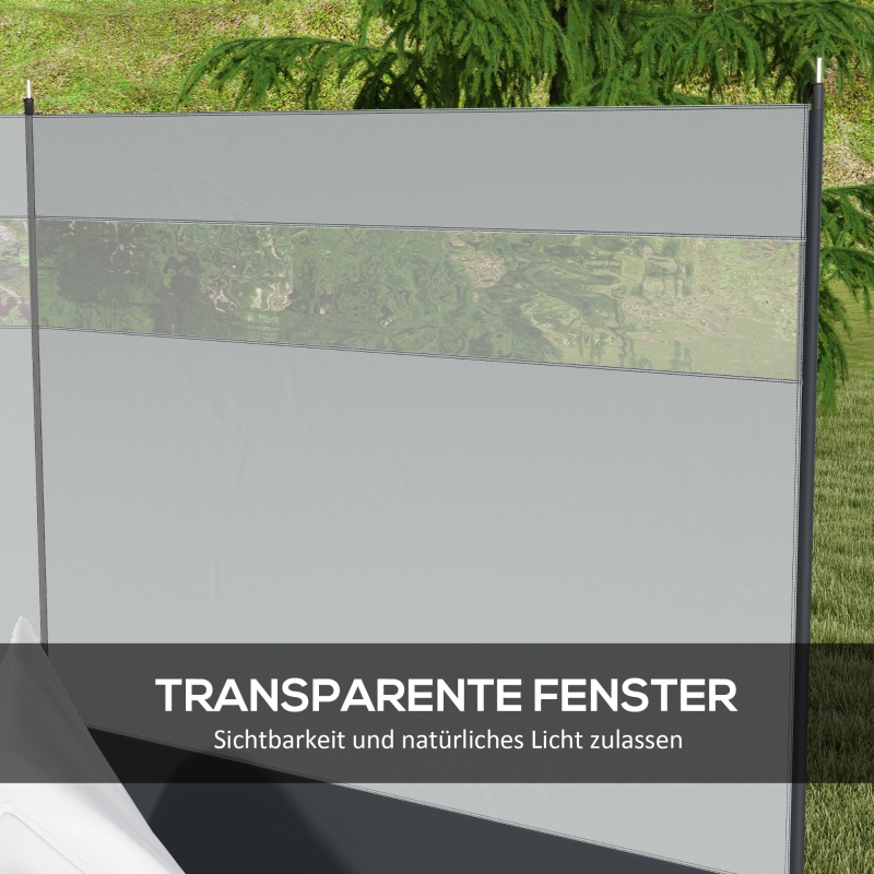 Outsunny Parawan z oknem wizyjnym i torbą, stalowe słupki, 440x140cm, Szary