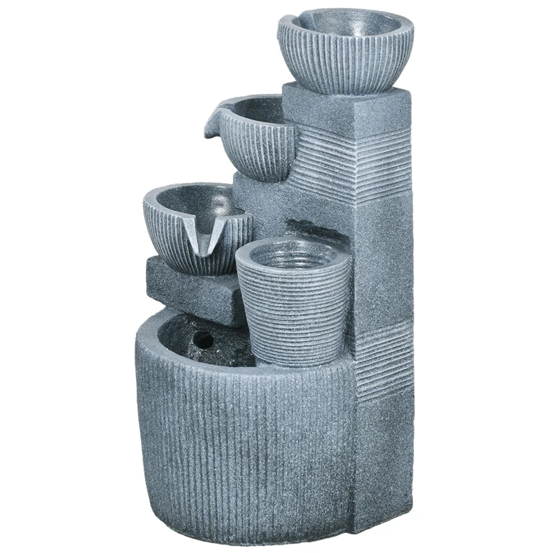 Outsunny Solar Powered Outdoor Water Fountain - Dark Grey