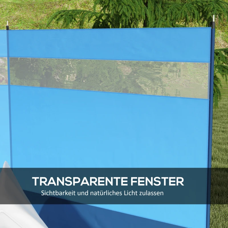 Outsunny Windschutz mit Sichtfenster und Tragetasche, Stahlstangen, 440x140cm, Blau