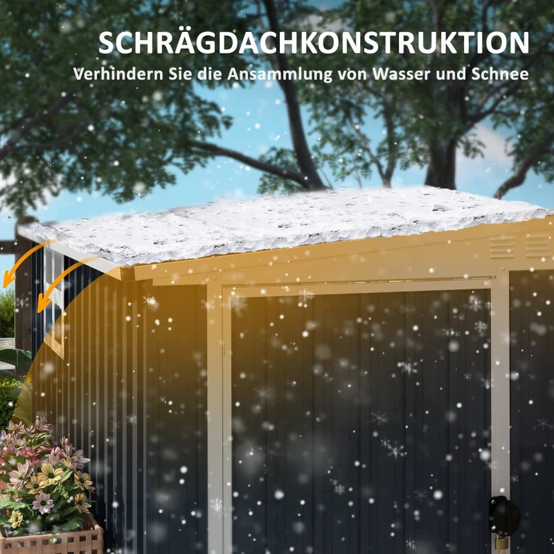 Outsunny Tuinopbergschuur, gereedschapsschuur voor tuingereedschap, venster, ventilatieopeningen, afsluitbaar, staal, donkergrijs(m-6)
