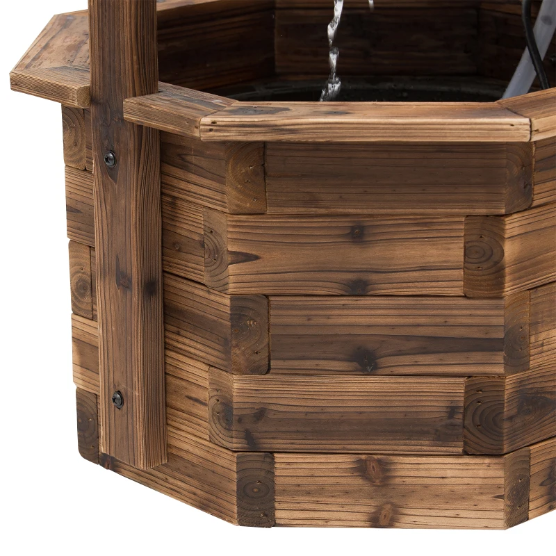 Outsunny Gartenbrunnen, Zierbrunnen, Springbrunnen, Wasserfall, Regulierbar, Massivholz, Braun, 68 x 57 x 118 cm