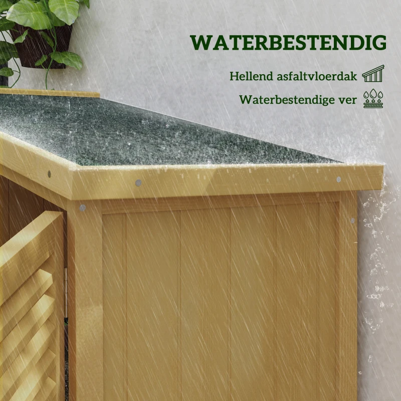 Outsunny Weerbestendige Tuinkast, 2 Deuren met Slot, Grenenhout, 87L x 46,5B x 160H cm, Lichtgeel(m-4)