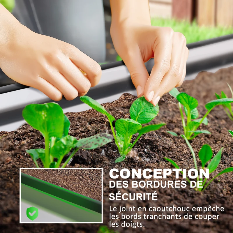 Outsunny Lot de 2 jardinières surélevées galvanisées en acier kit de lits de jardin bordure caoutchouc 152 x 91 x 30 cm argent