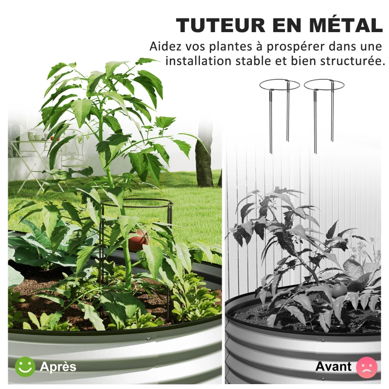 Outsunny Lot de 2 jardinières surélevées galvanisées en acier kit de lits de jardin bordure caoutchouc 152 x 91 x 30 cm argent