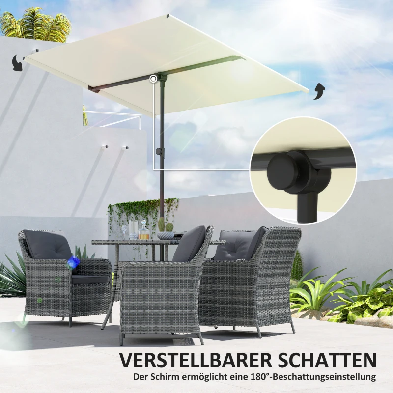 Outsunny Parasol Beige 180 Gradend Draaibaar en Hoogteaanpasbaar met Aluminium Paal 150x205cm
